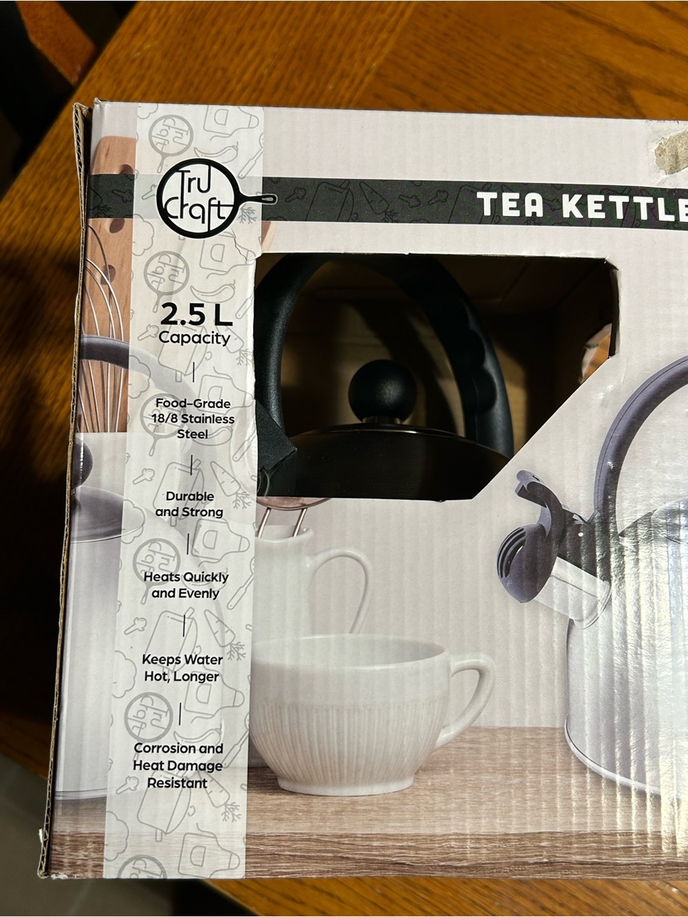 Tru Craft Stainless Steel Whistling Tea Kettle with Black Handle NEW IN BOX - Picture 5 of 5